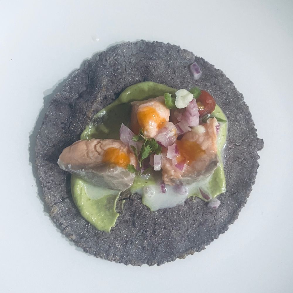 blue corn tortilla - seafood taco