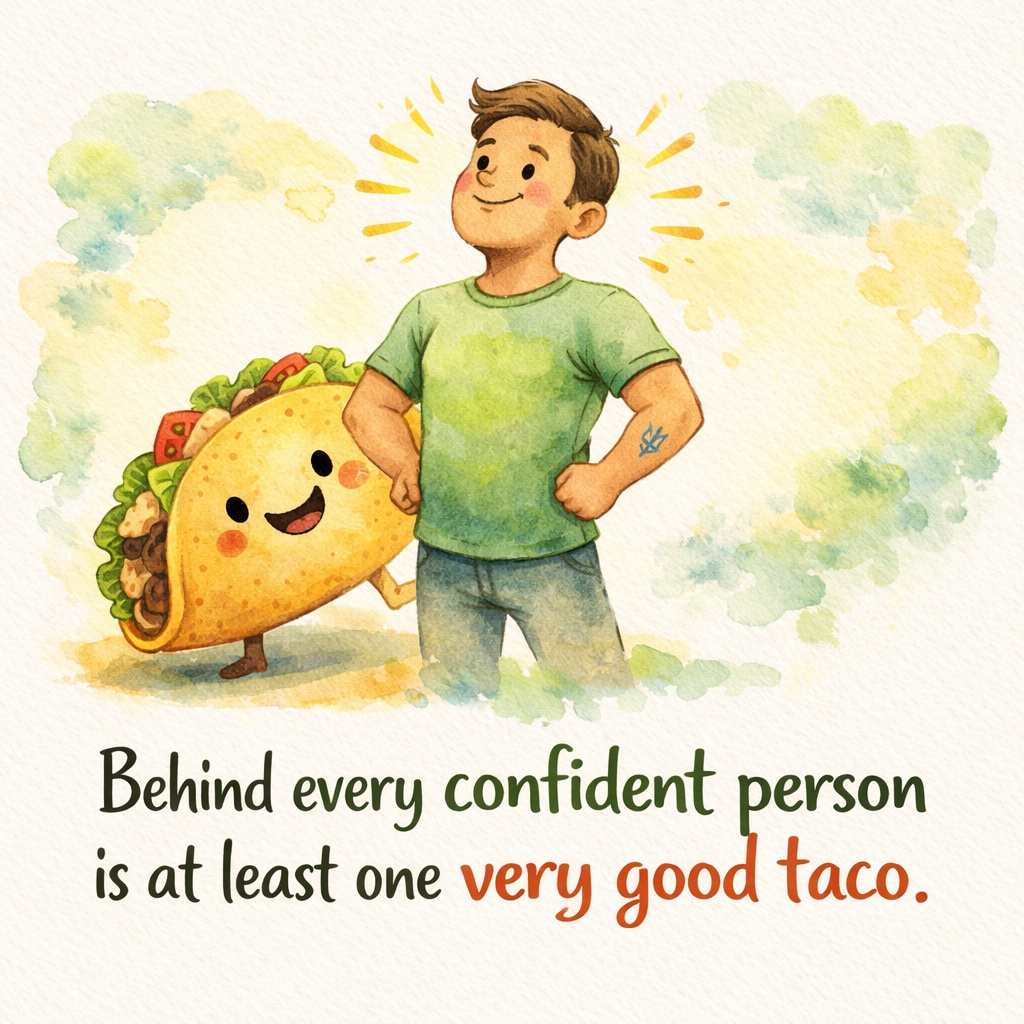 confident person and good taco