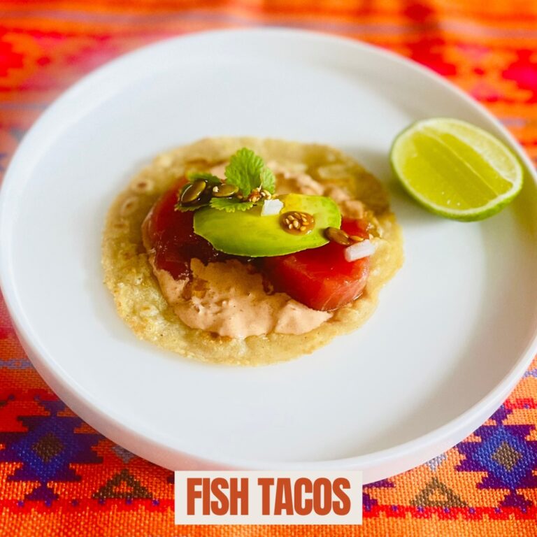 fish tacos - tuna tostada