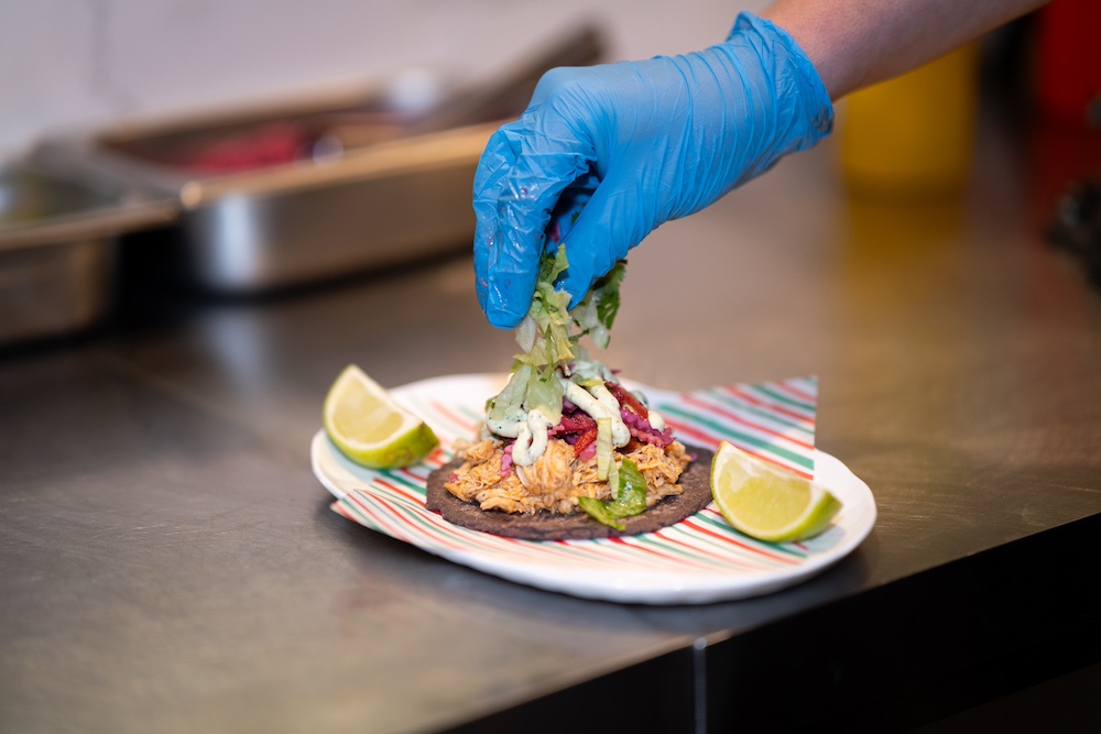 assembling the taco