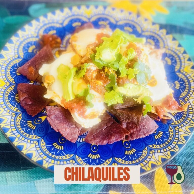 blue corn chilaquiles for breakfast