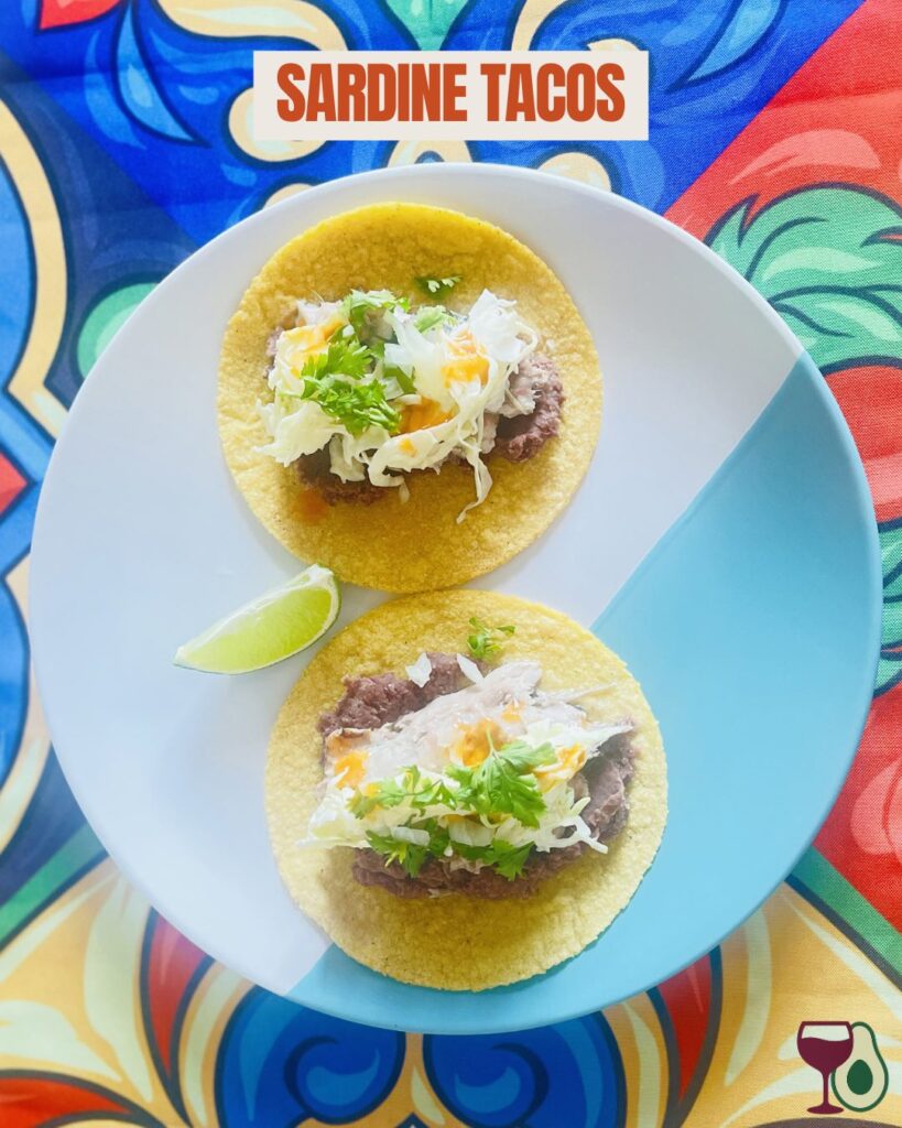 sardine tacos with slaw, beans and habanero