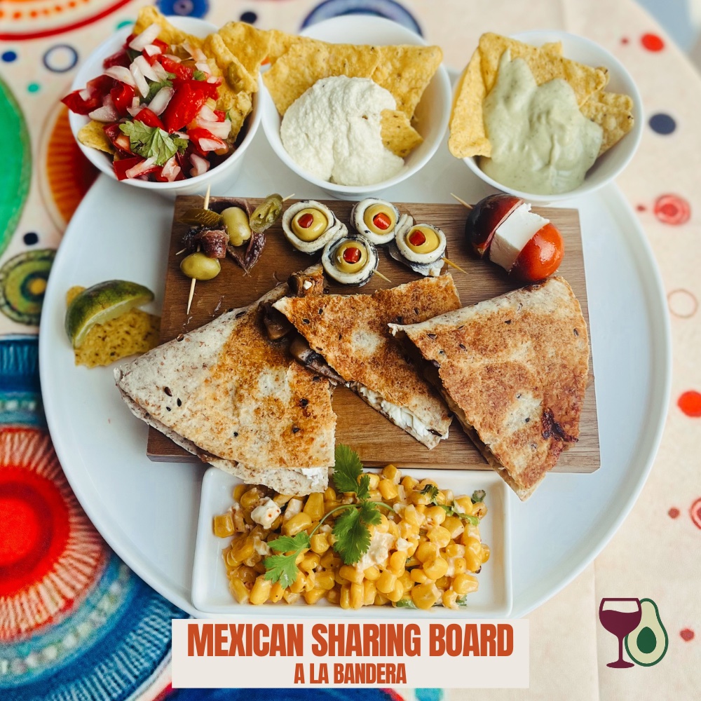Mexican appetizer board - Mexiterranean board for wine