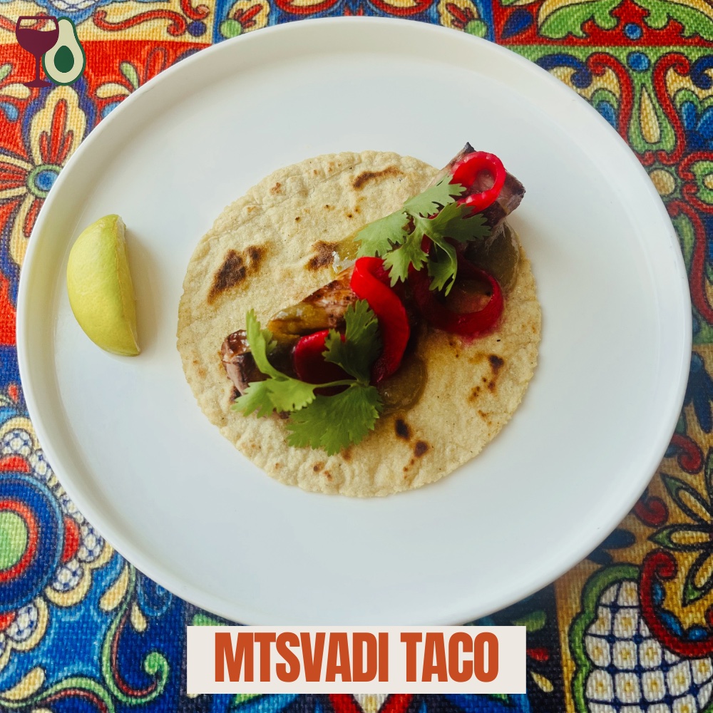 Mtsvadi tacos - Georgian pork BBQ taco