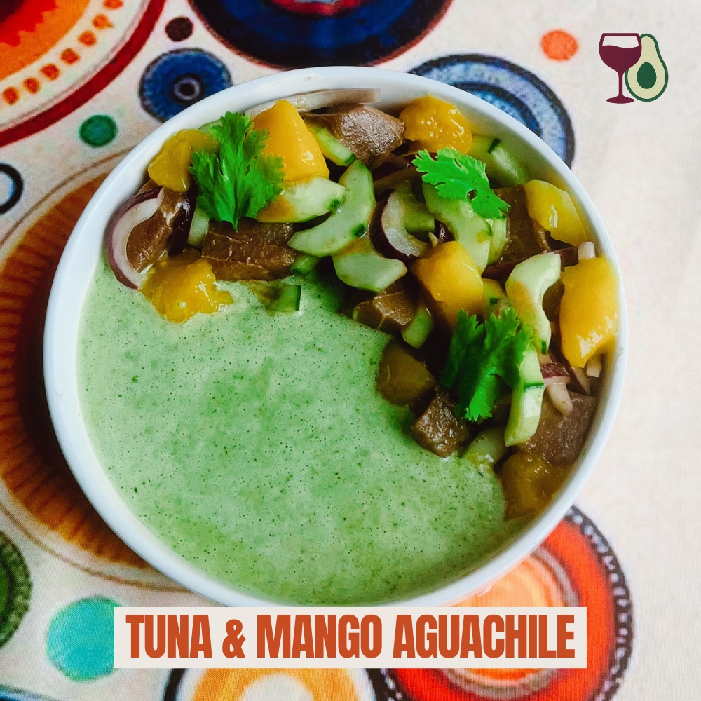 tuna aguachile with mango and guacachile sauce