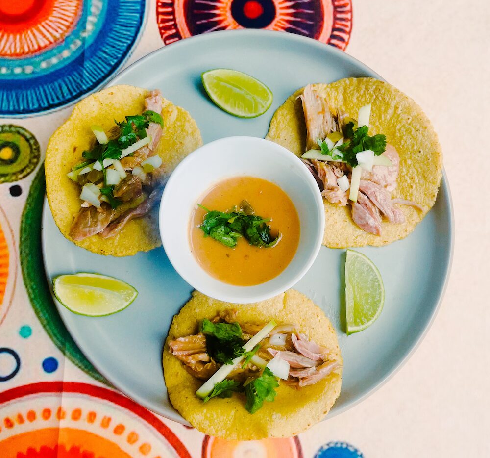 Mexican carnitas with duck