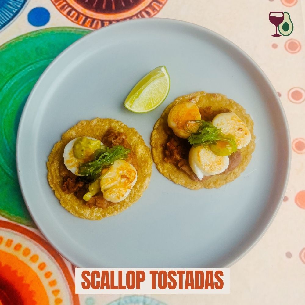 Two scallop tostadas - Mexican wine and dine 